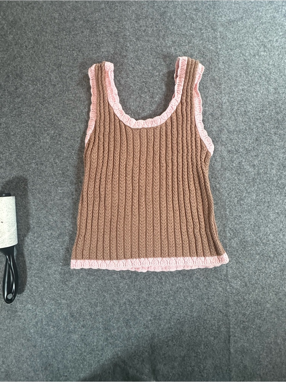 Cable knit brown top by the Sweater Dept